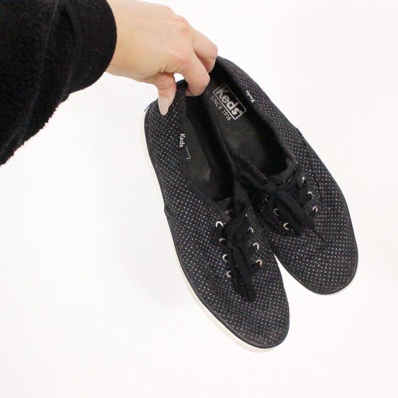 *Keds Women's Champion Glitter Wool Fashion Sneaker, Black - Picture 4 of 7